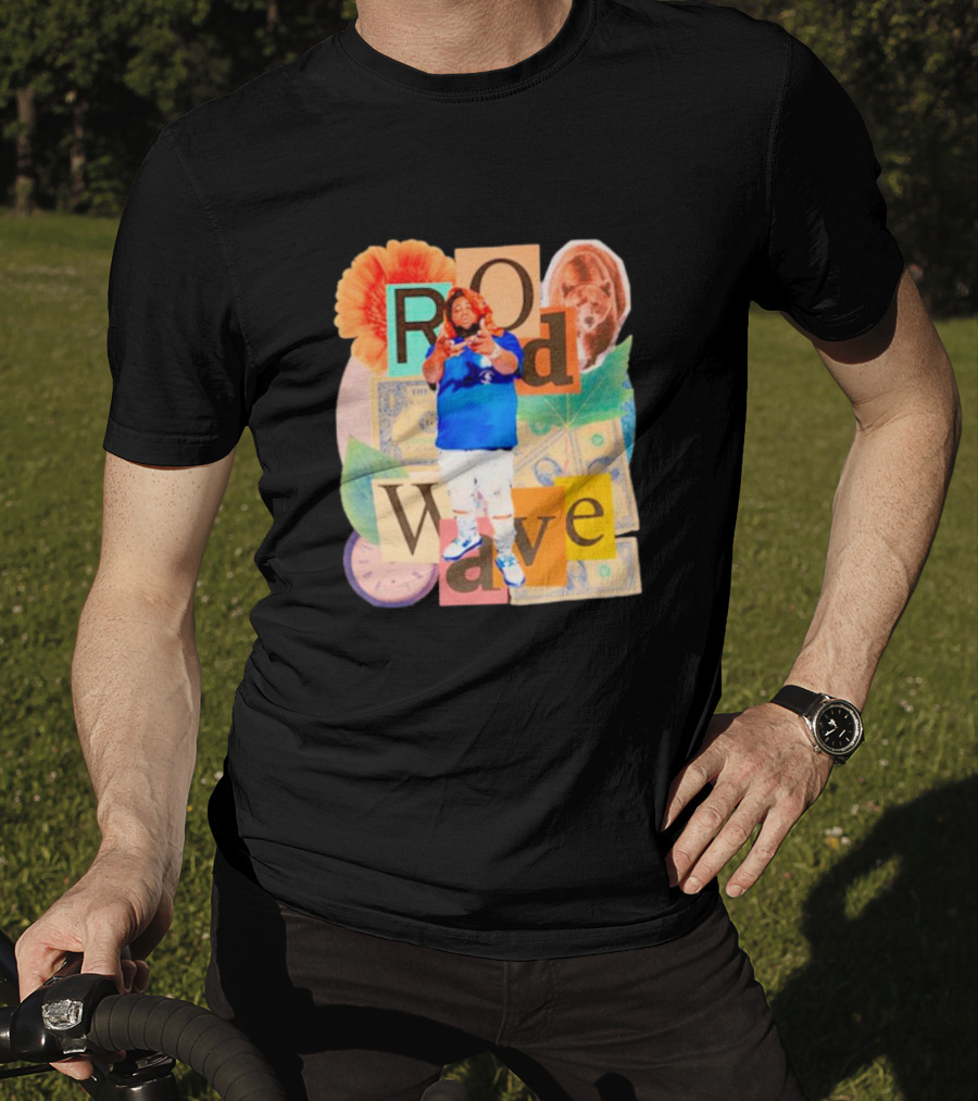 Rod Wave Vintage Bootleg Collage With Floral And Currency Elements T-Shirt