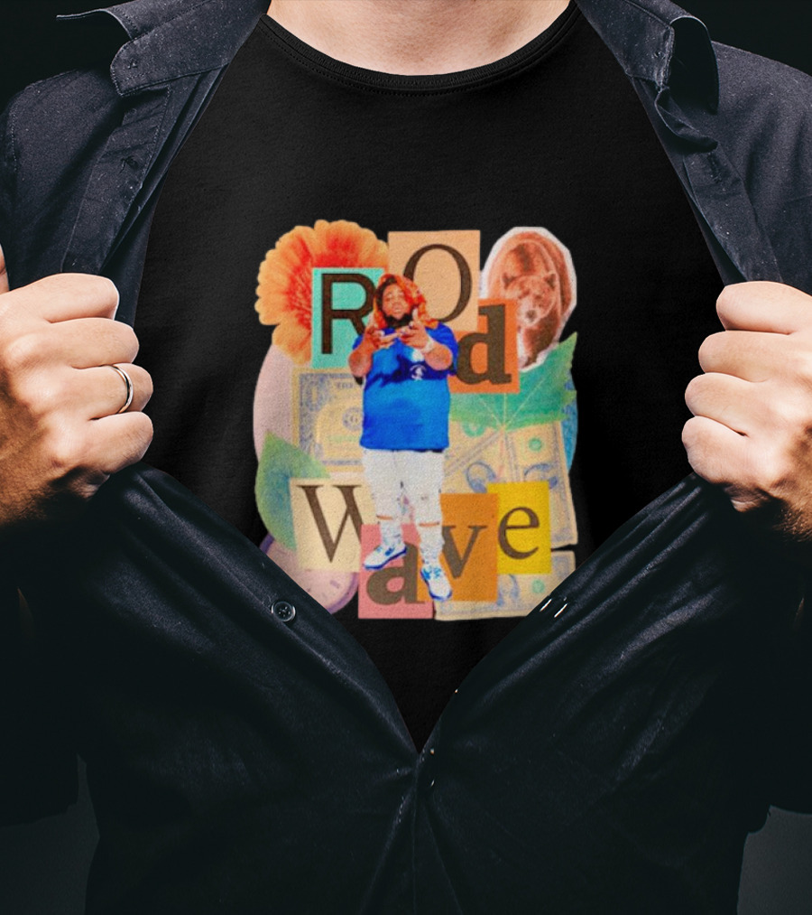 Rod Wave Vintage Bootleg Collage With Floral And Currency Elements T-Shirt