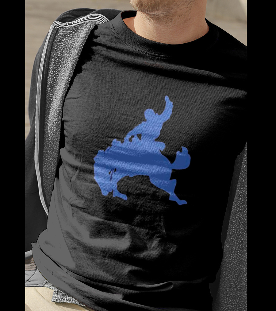 Bucking Bronco Silhouette Blue T-Shirt