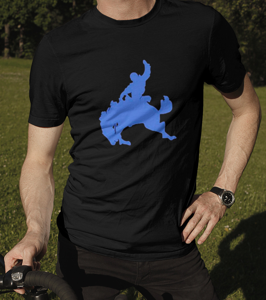 Bucking Bronco Silhouette Blue T-Shirt