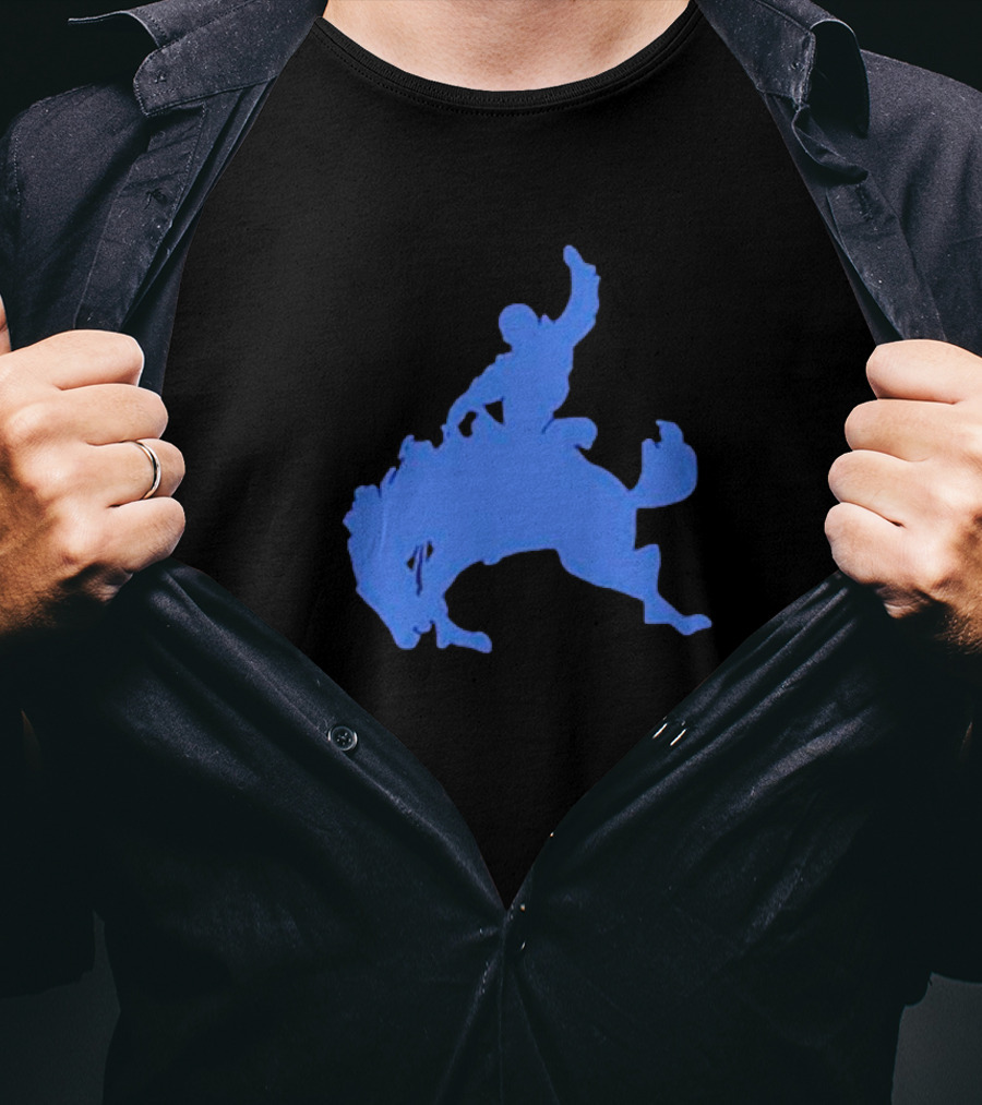 Bucking Bronco Silhouette Blue T-Shirt