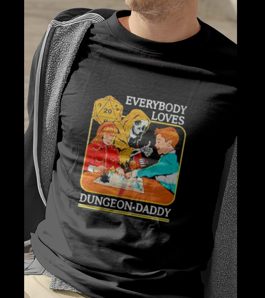 Everybody Loves Dungeon-Daddy Vintage RPG Dice Skeleton Adventure T-Shirt