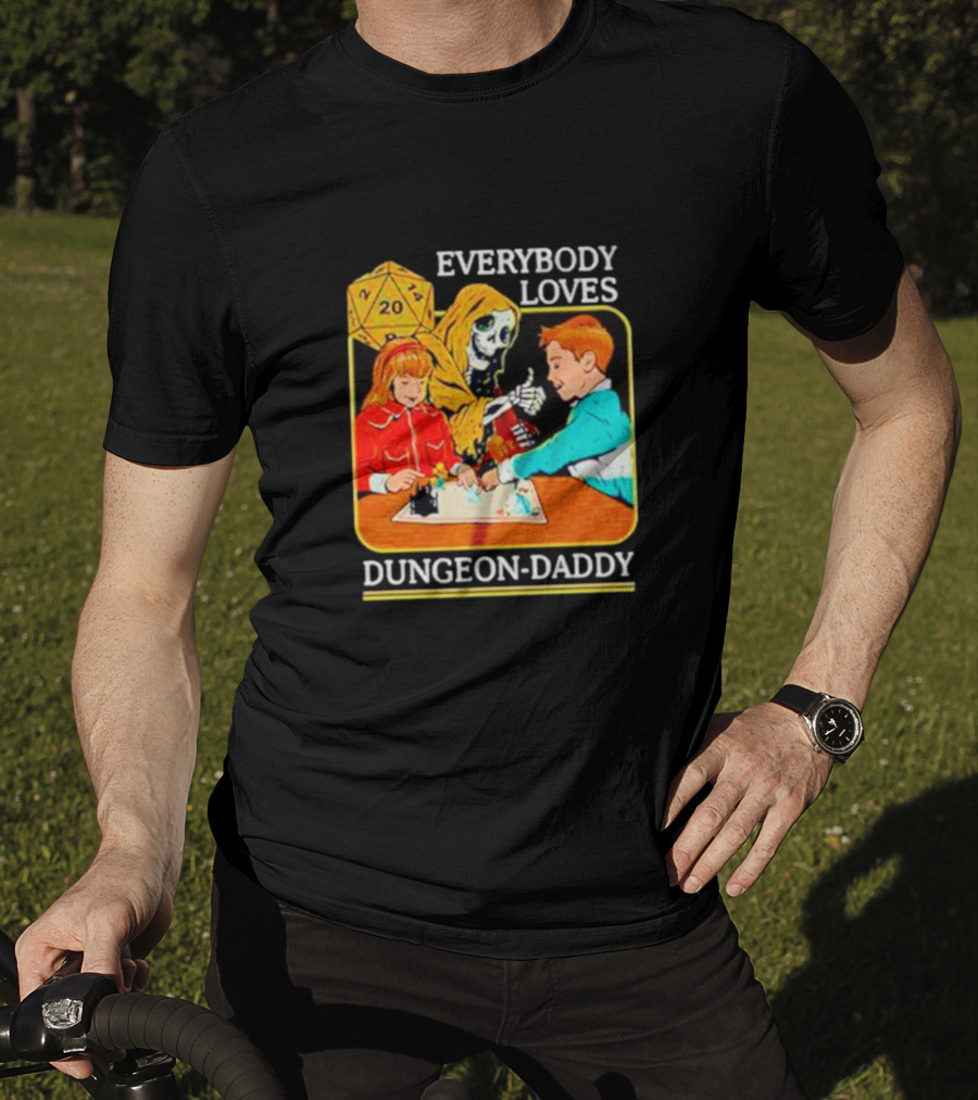 Everybody Loves Dungeon-Daddy Vintage RPG Dice Skeleton Adventure T-Shirt