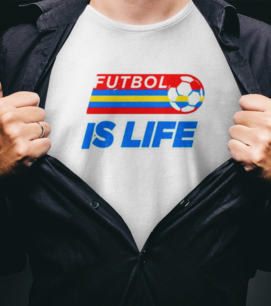 Futbol Is Life Retro Striped Soccer Ball T-Shirt