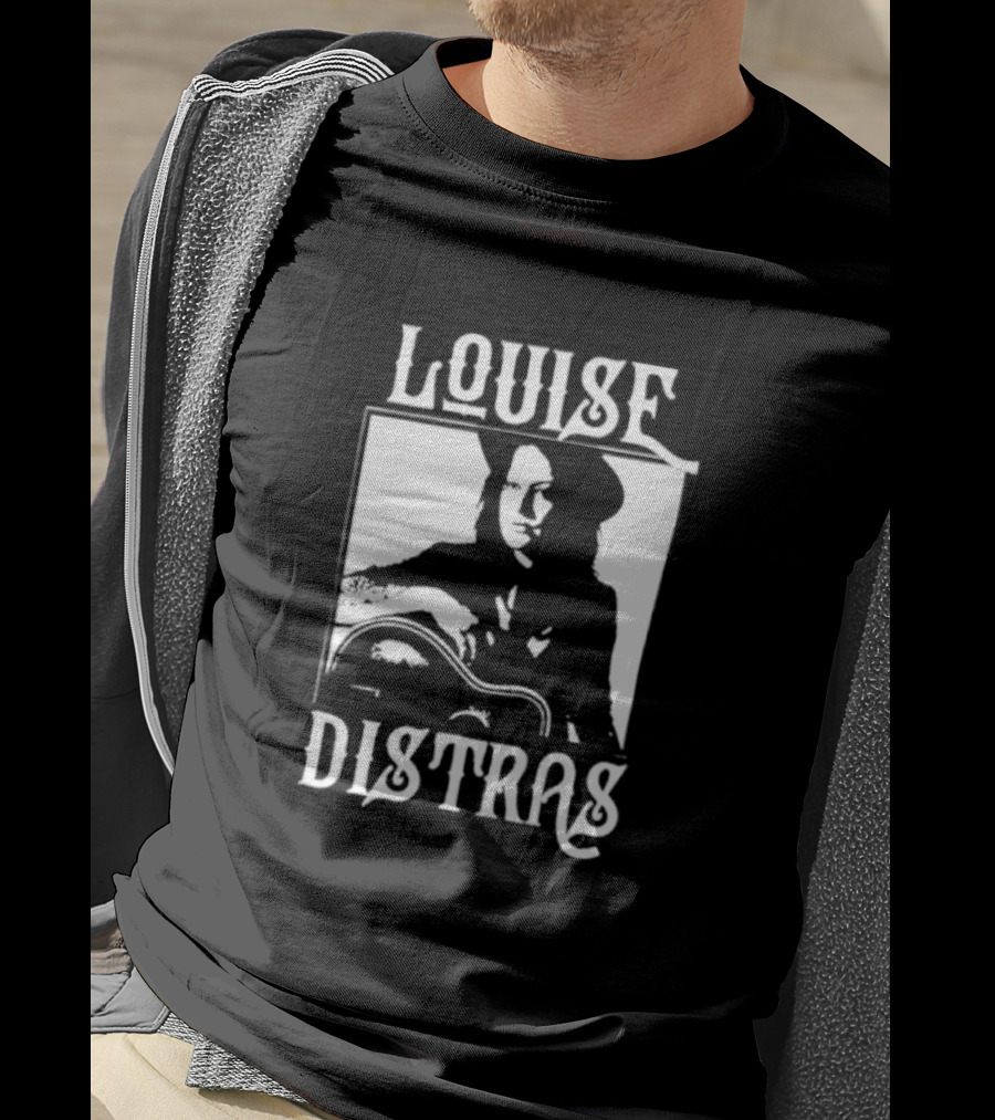 Louise Distras With Acoustic Guitar Black And White Rugged Typography T-Shirt