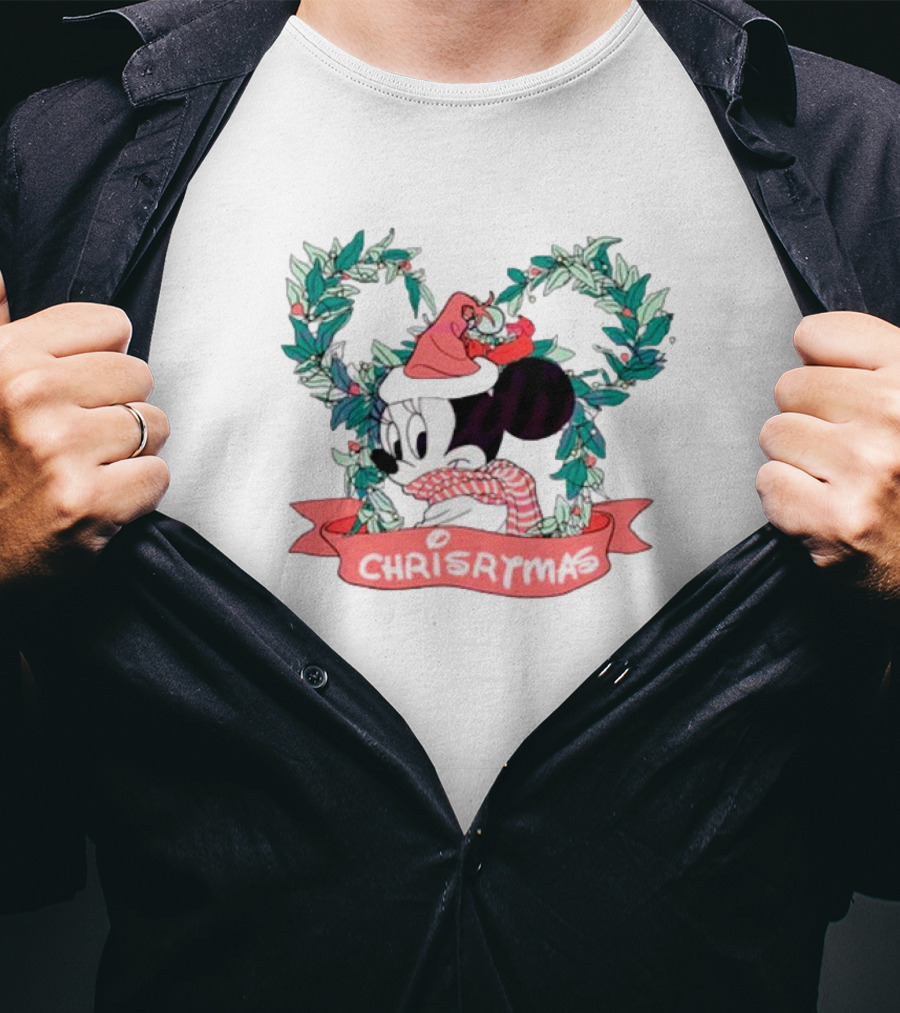 Minnie Mouse Christmas Wreath Chrisrmas Holiday Magic T-Shirt