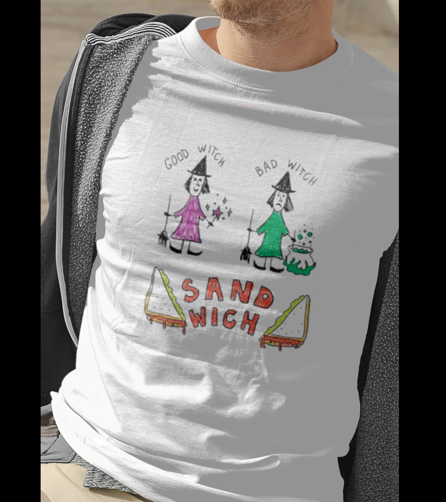 Good Witch Bad Witch Sandwich Funny Witchy Pun T-Shirt