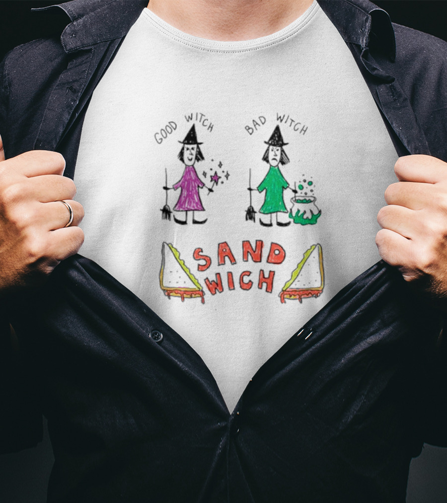 Good Witch Bad Witch Sandwich Funny Witchy Pun T-Shirt