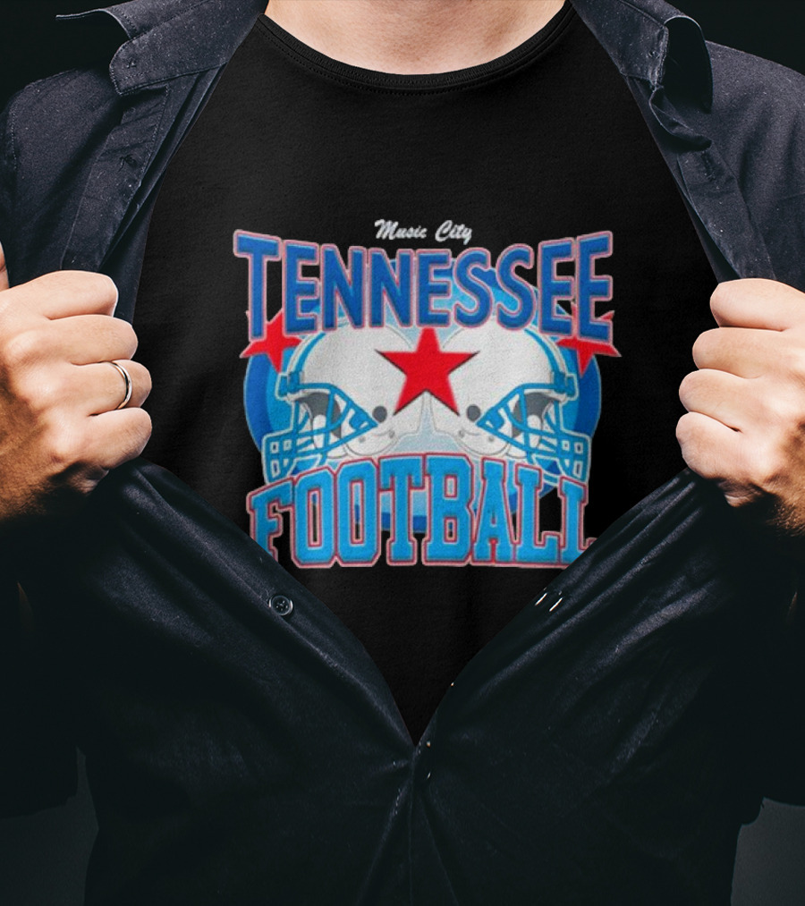 Music City Tennessee Football Helmets Star T-Shirt