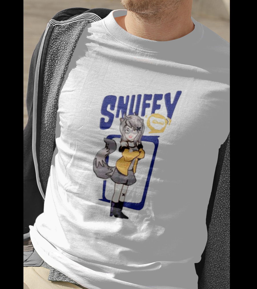 Snuffy Raccoon Character In Orange And Grey Outfit With Tail And Ears T-Shirt