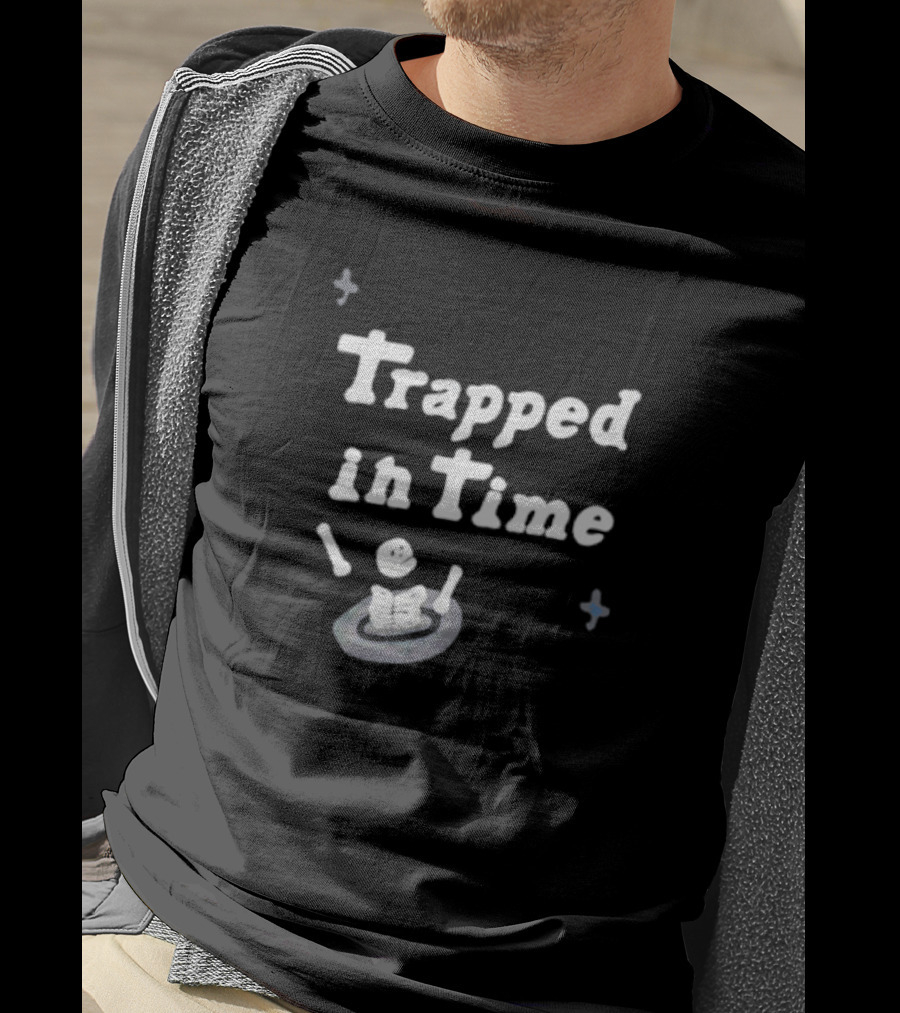 Trapped In Time Skeleton Reading A Book In A Boat With Sparks T-Shirt