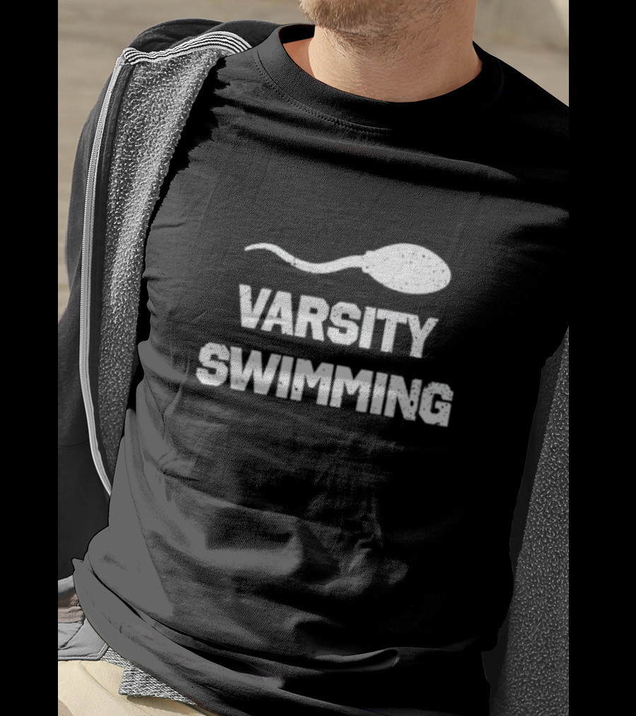 Varsity Swimming Sperm Joke Tease T-Shirt