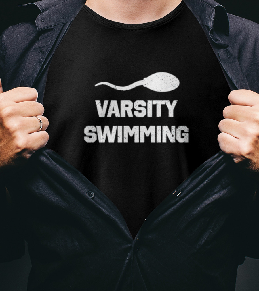Varsity Swimming Sperm Joke Tease T-Shirt