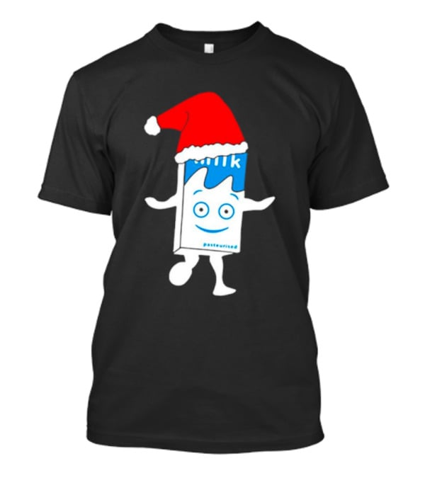 Sana Pasteurized Milk Carton With Christmas Santa Hat T-Shirt