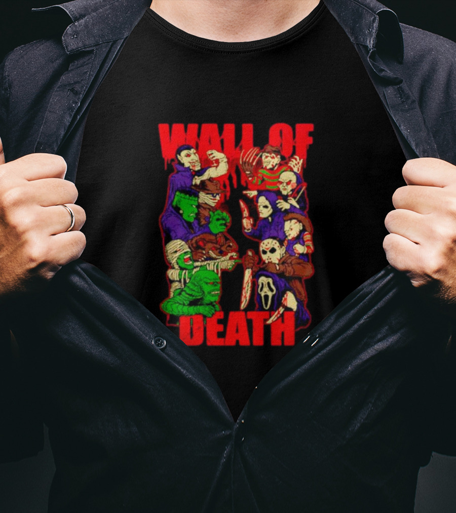 Wall Of Death Monster Horror Icons Collage T-Shirt