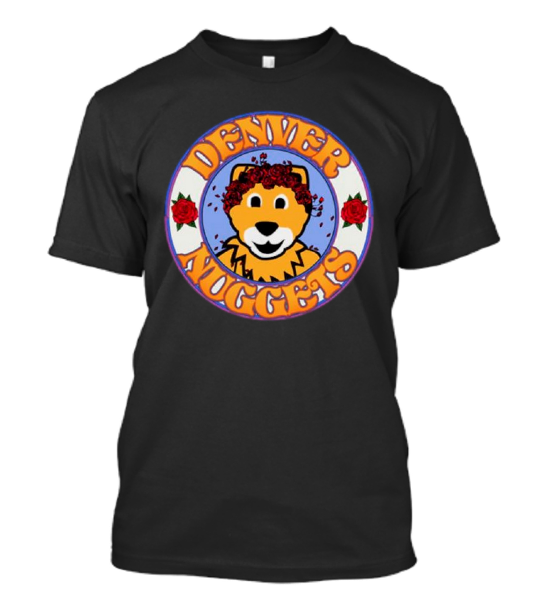 Denver Nuggets Bear Head Surrounded By Red Roses T-Shirt