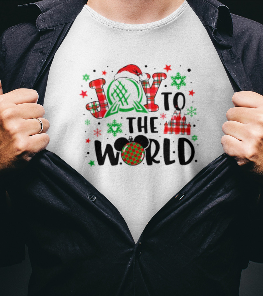 Joy To The World Disney Castle Mickey Epcot Holiday T-Shirt