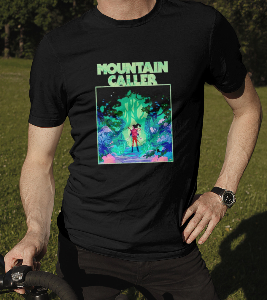 Mountain Caller Green Leaves Enchanted Forest Explorer T-Shirt