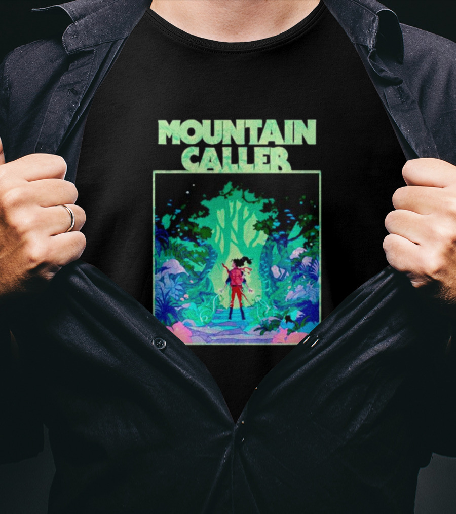 Mountain Caller Green Leaves Enchanted Forest Explorer T-Shirt