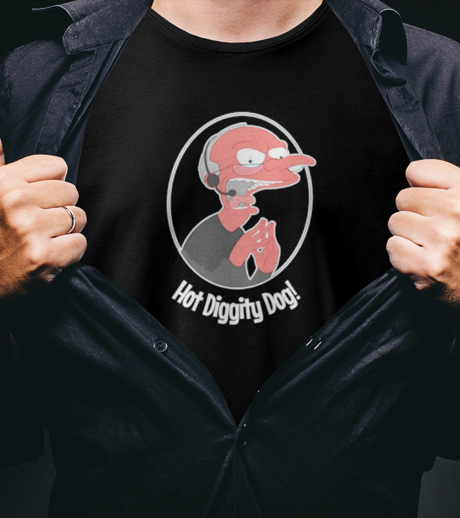 Hot Diggity Dog Mr. Brennan Cartoon Character Iconic T-Shirt