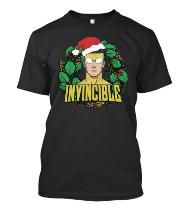 Invincible Mark Grayson Holiday Santa Hat Holly And Pine Cones T-Shirt