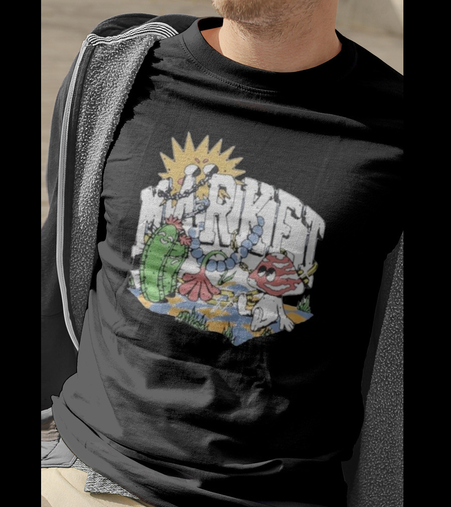 Market Fantasy Farm Mushroom Cactus Sunburst T-Shirt