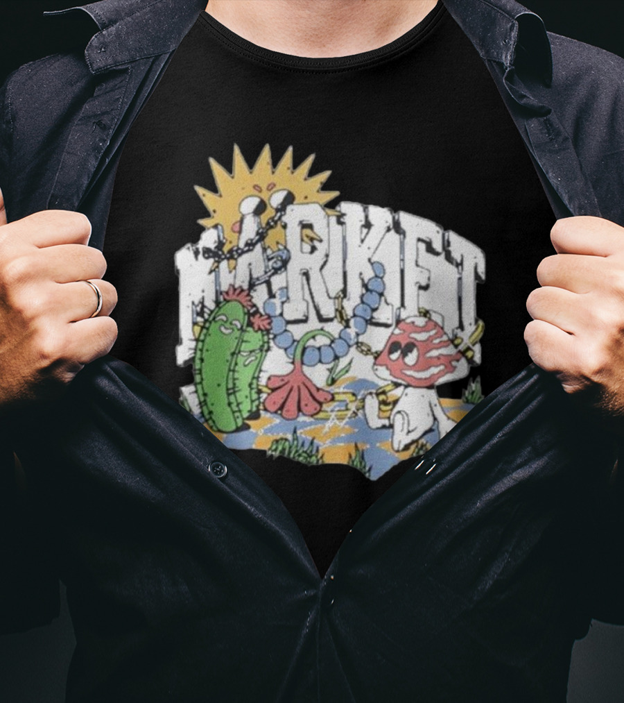 Market Fantasy Farm Mushroom Cactus Sunburst T-Shirt