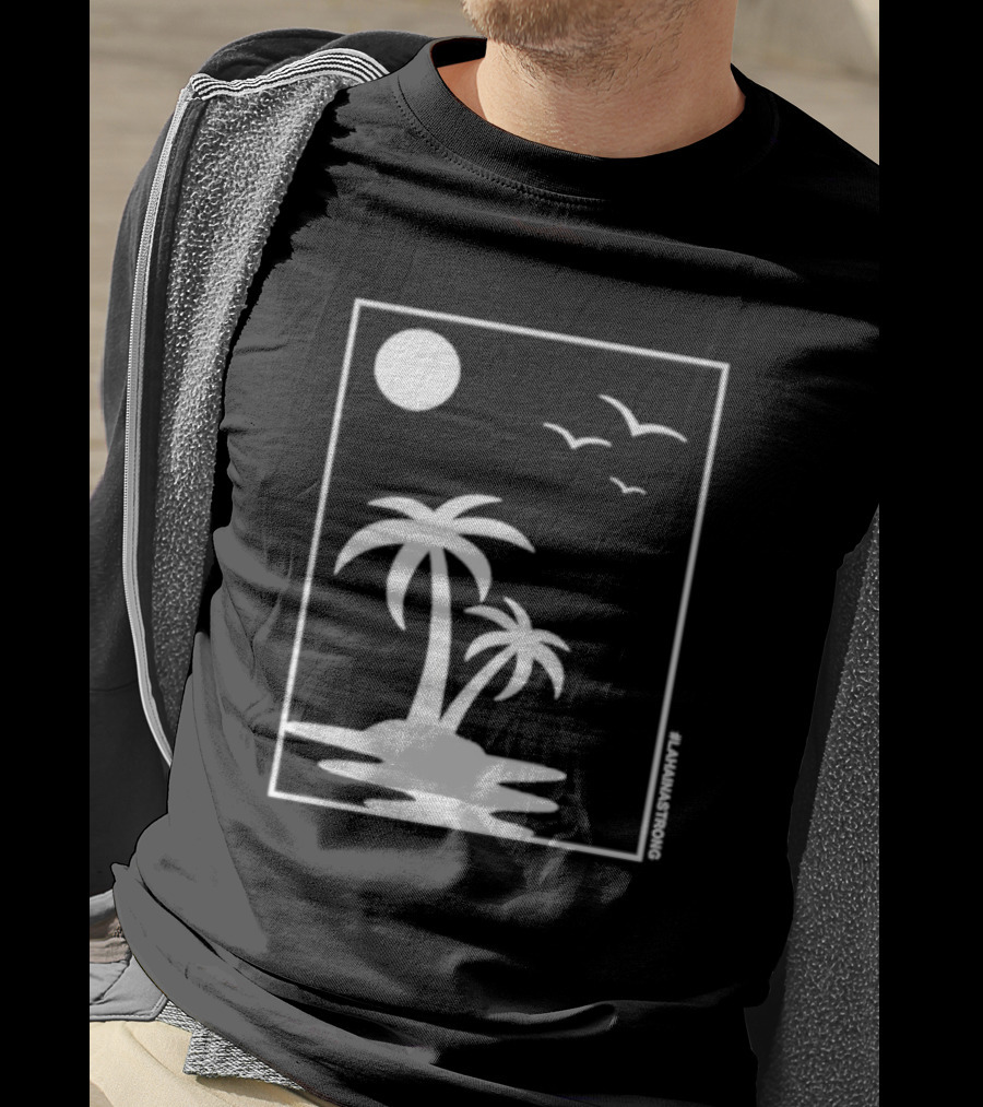 Not Enough Nelsons Lahaina Strong Palm Trees And Birds Scene T-Shirt