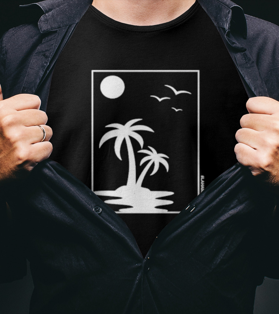 Not Enough Nelsons Lahaina Strong Palm Trees And Birds Scene T-Shirt