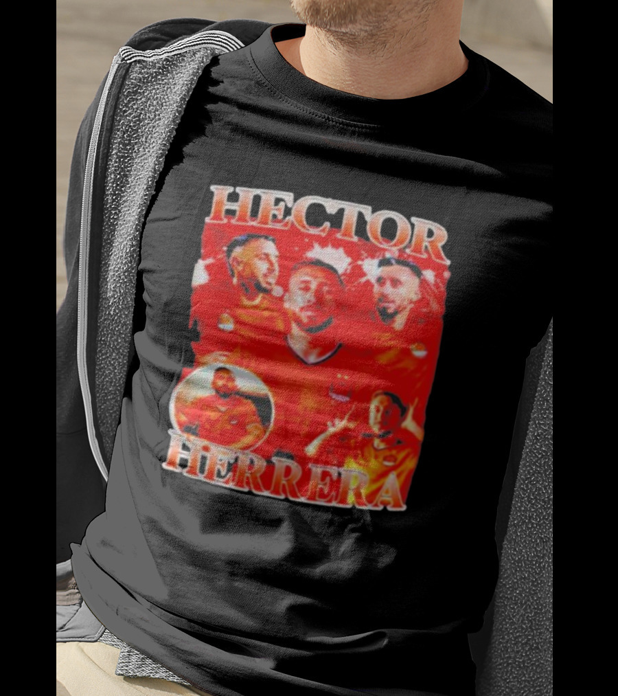HECTOR HERRERA Red Bootleg Style Portrait Montage T-Shirt