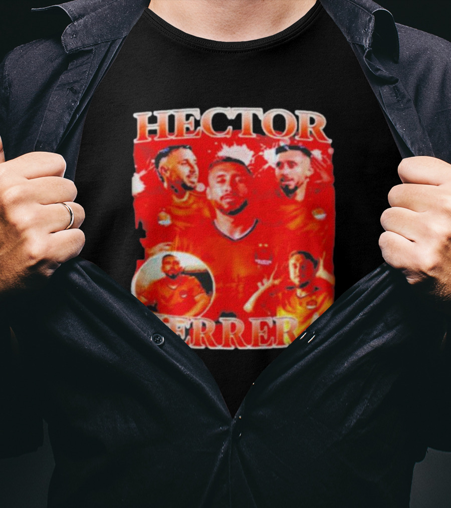 HECTOR HERRERA Red Bootleg Style Portrait Montage T-Shirt