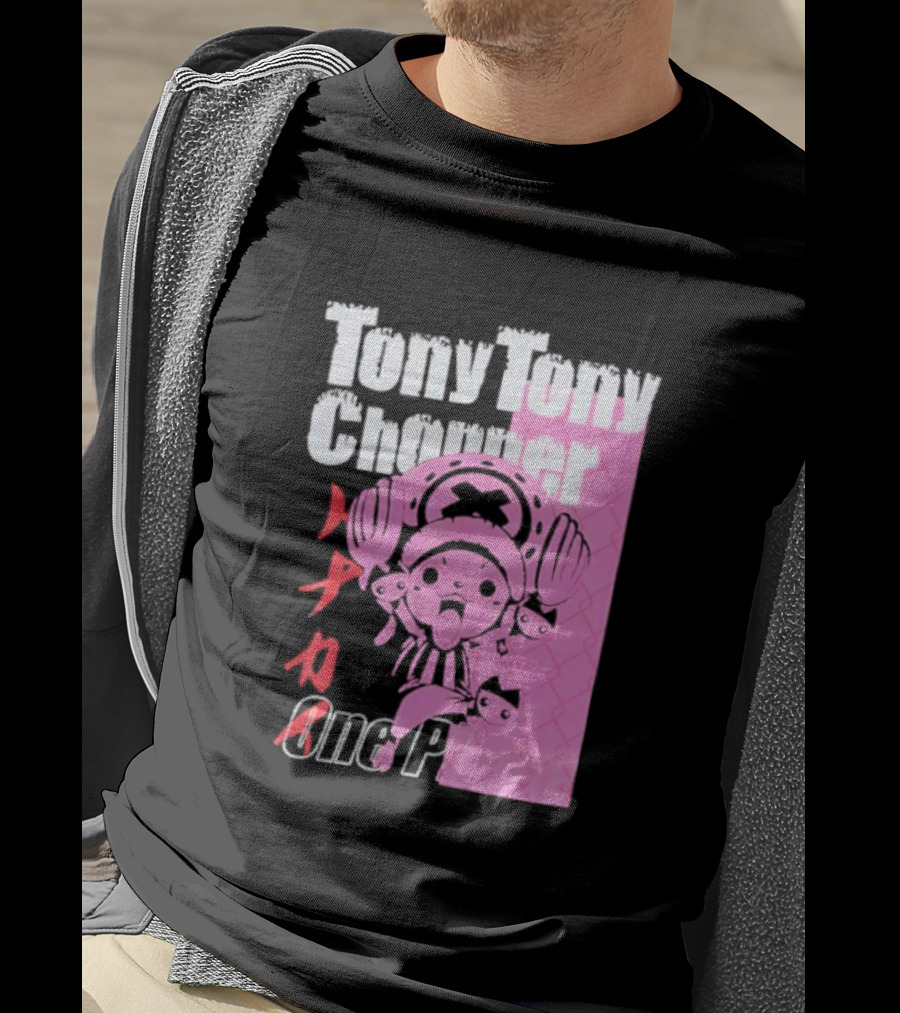Tony Tony Chopper One Piece Pink Tonal Japanese Text T-Shirt