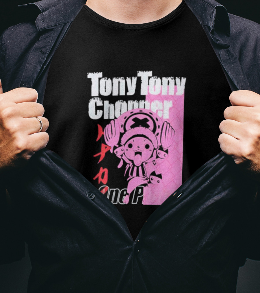 Tony Tony Chopper One Piece Pink Tonal Japanese Text T-Shirt