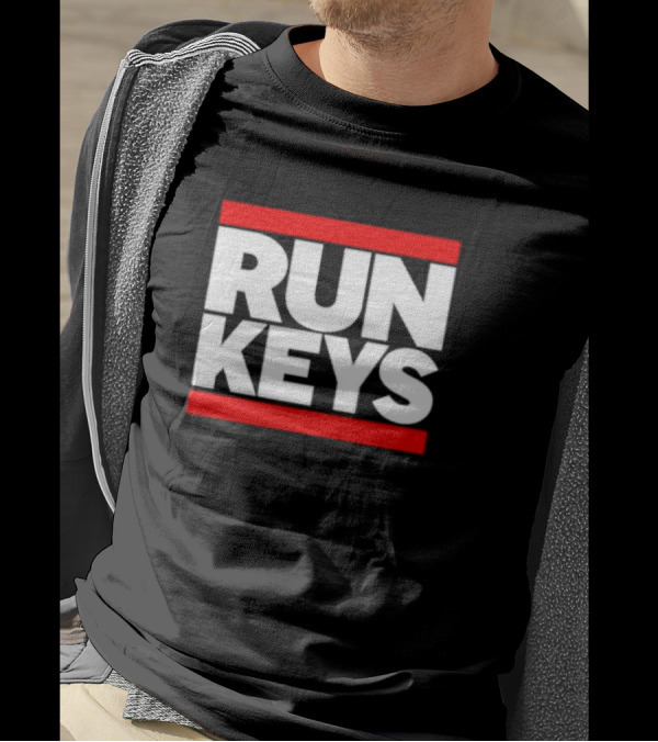 RUN KEYS Red Border Block Text T-Shirt