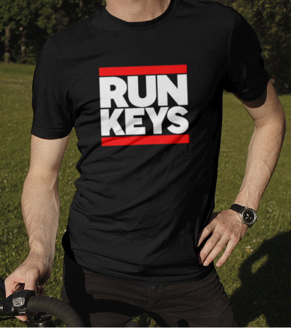 RUN KEYS Red Border Block Text T-Shirt