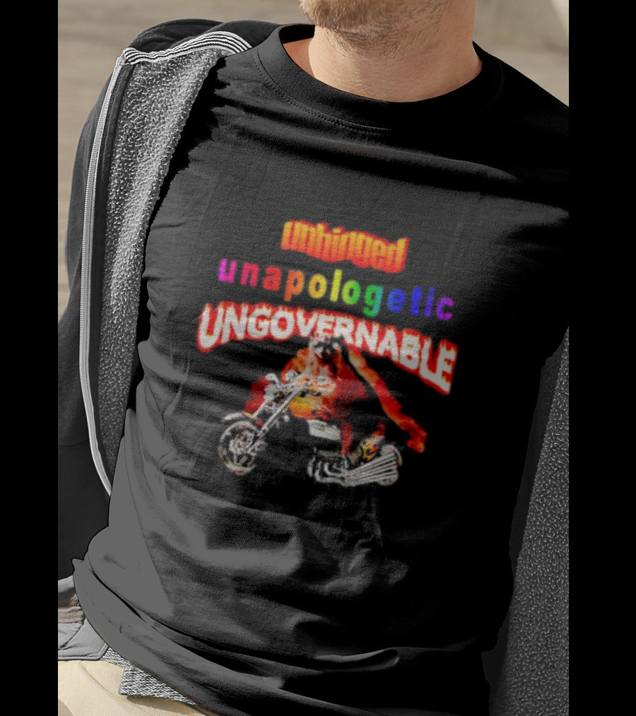 Unhinged Unapologetic Ungovernable Raccoon On Motorcycle T-Shirt