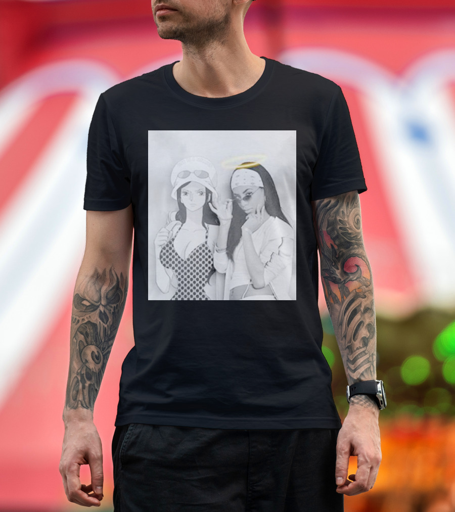 Aaliyah x Nico Robin One Piece Halo Bandana Duo T-Shirt