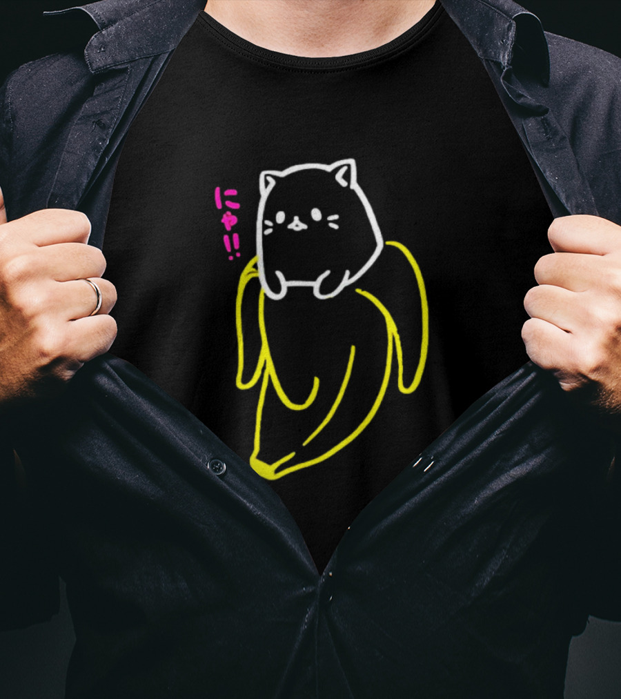 Bananya Crunchyroll Neon Cat Banana Nyanko T-Shirt