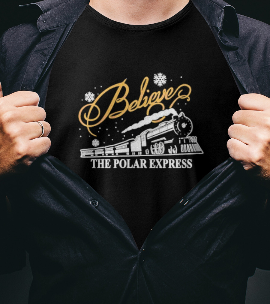 Believe The Polar Express Train With Snowflakes T-Shirt