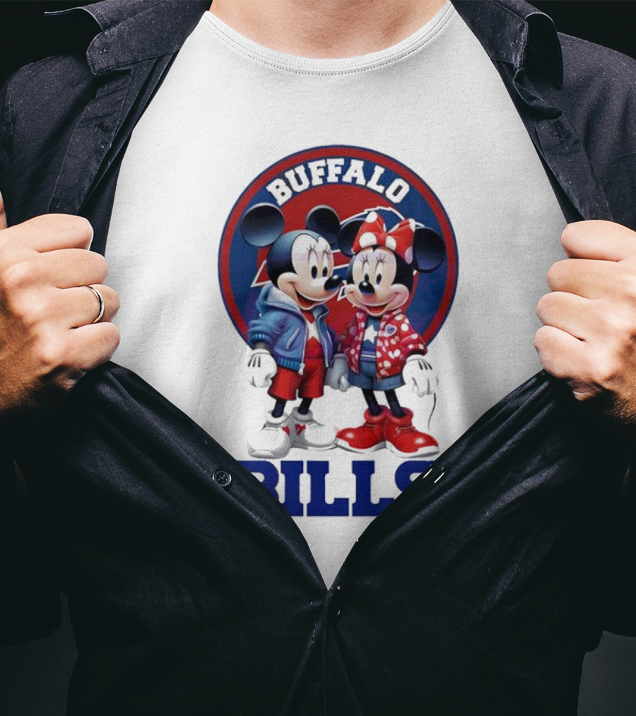 Buffalo Bills Mickey And Minnie Mouse In Team Spirit T-Shirt