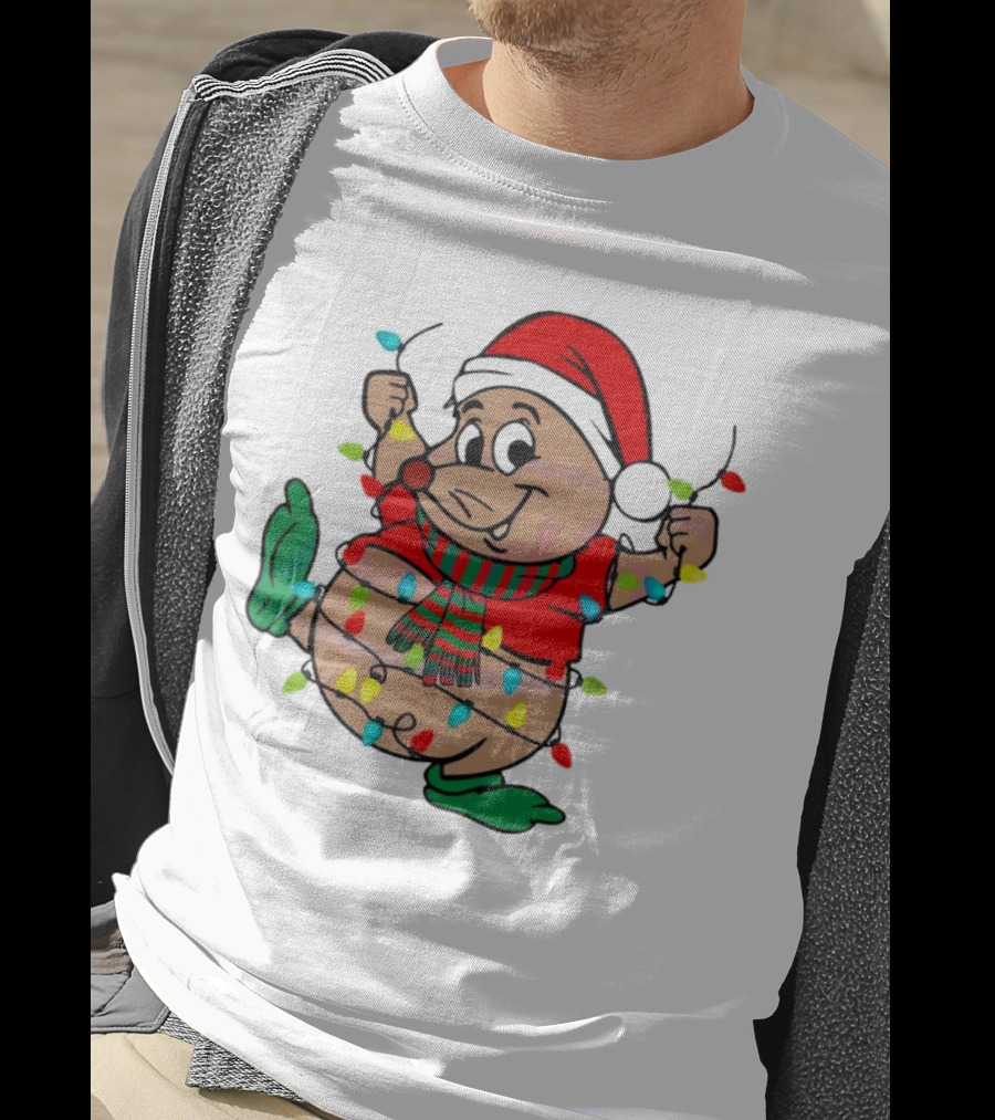 Gus Santa Hat Christmas Lights Cozy Festive Character With Bright Holiday Spirit T-Shirt