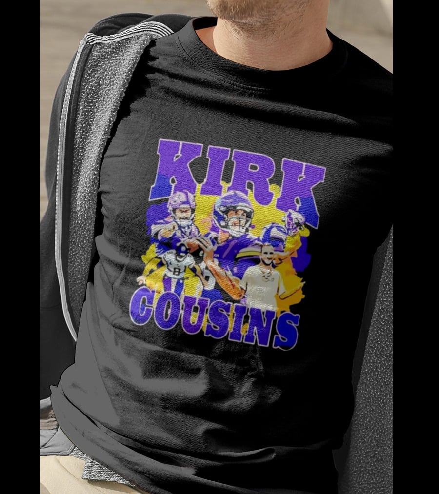 Kirk Cousins Vikings Football Player Collage Purple And Yellow T-Shirt