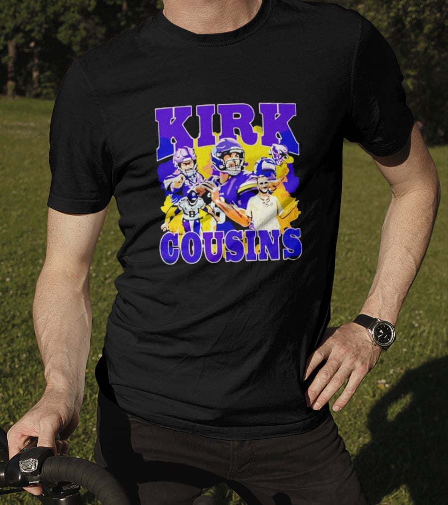 Kirk Cousins Vikings Football Player Collage Purple And Yellow T-Shirt
