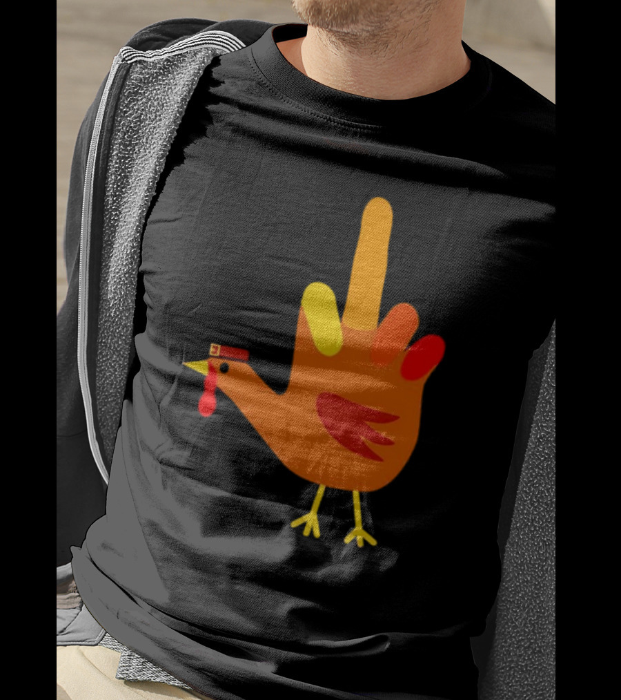 Thanksgiving Middle Finger Turkey Humor Hand Bird T-Shirt