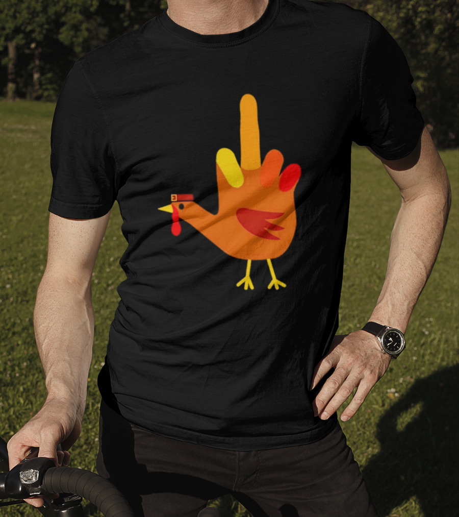 Thanksgiving Middle Finger Turkey Humor Hand Bird T-Shirt