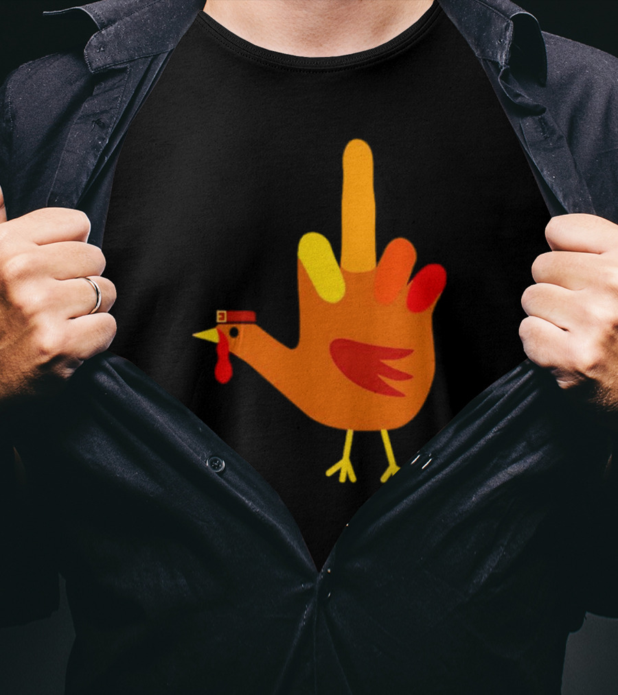 Thanksgiving Middle Finger Turkey Humor Hand Bird T-Shirt
