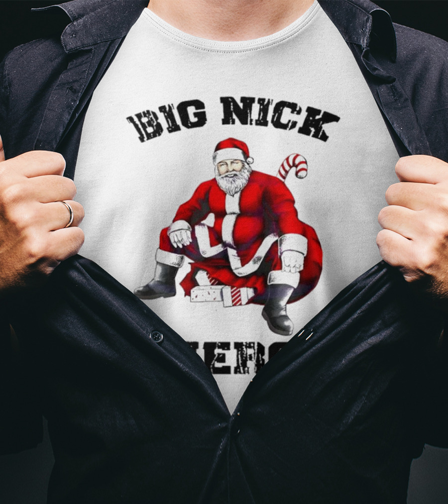 Big Nick Energy Santa Sitting Boldly In Red Suit T-Shirt