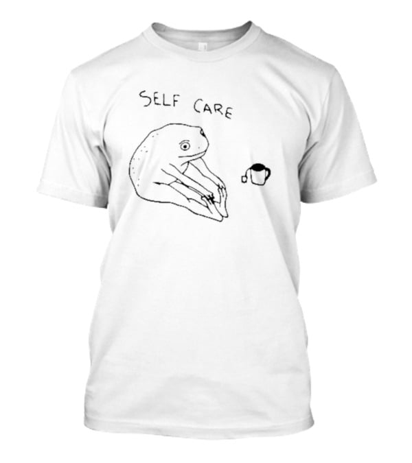 Self Care Frog With Tea And Funny Pose T-Shirt