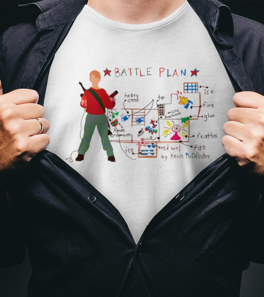 Home Alone Battle Plan Ice Fire Glue Feathers T-Shirt