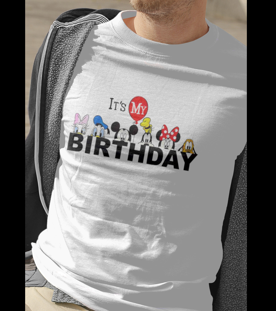 It's My Birthday Disney Characters Mickey Minnie Donald Balloon T-Shirt